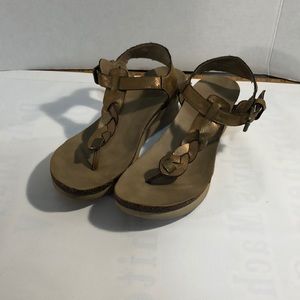 Braided thong sandal wedges